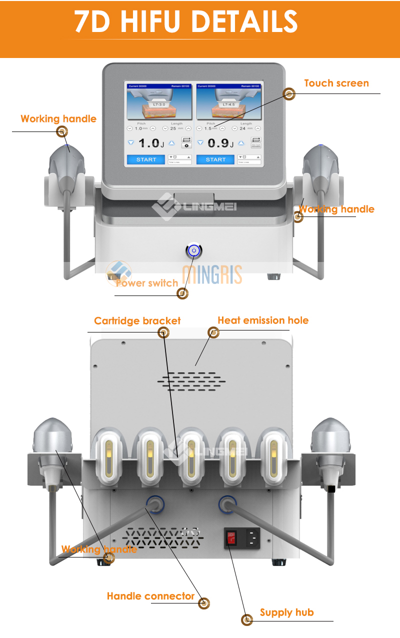 FU4.5 9SE 7D Hifu beauty machine 7 Cartridges Anti Wrinkle Face Lift Skin Tightening Body Slimming 7D Hifu Machine 15