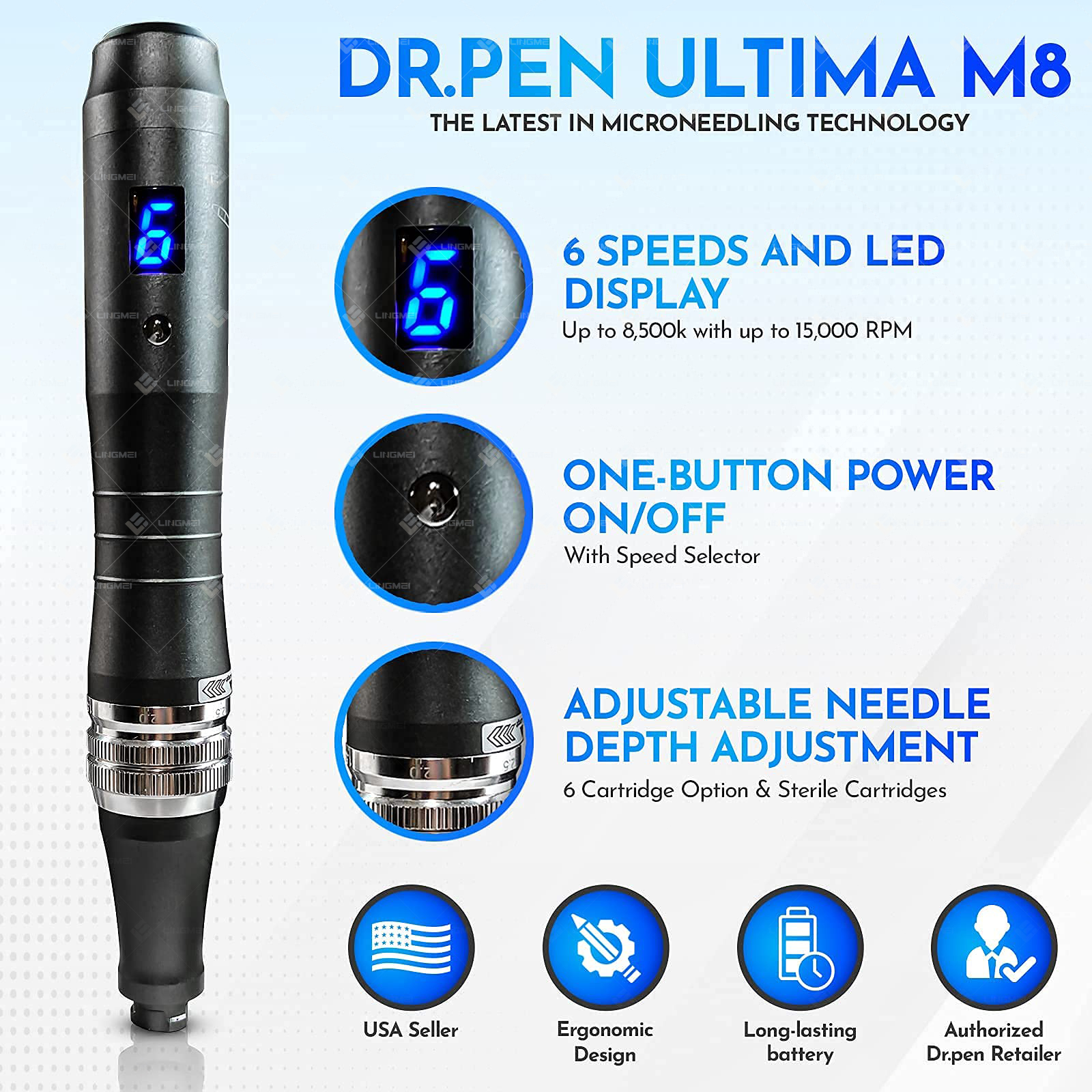 Ultima M8 Meso Microneedle Pen / Dr. Pen M8-c Auto Derma Pen Dermapen / M8-W Derma Beauty Pen - Image 4